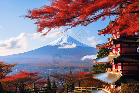 东京富士山富士山红叶高清图片