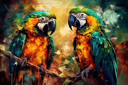 抽象派水彩鹦鹉图片