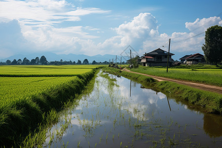 夏季宁静的稻田图片