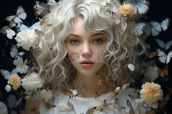 白发的蝴蝶少女图片