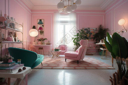 粉嫩的房间装饰图片