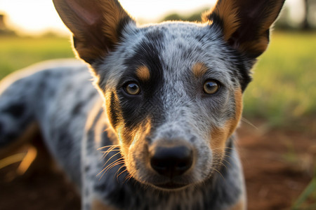 户外呆萌的牧牛犬图片