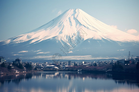 日本罗宾美丽的富士山景观背景