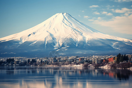 城市中的火山景观图片