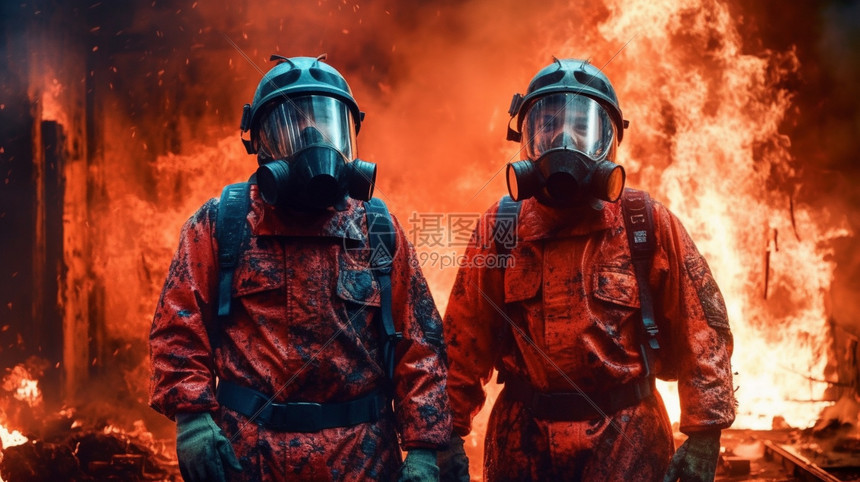 救援火灾的消防员图片
