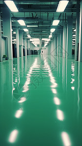 工厂车间绿色防滑地板图片