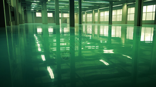 电子工厂绿色坪漆地板图片
