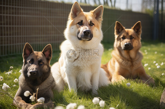 院子里玩耍的牧羊犬图片