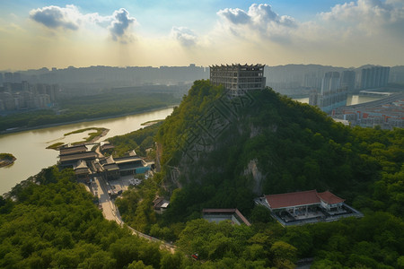 城市中的山峰景观图片