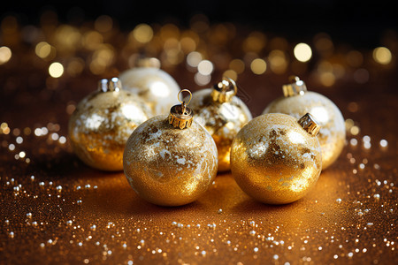 金色圣诞球装饰图片