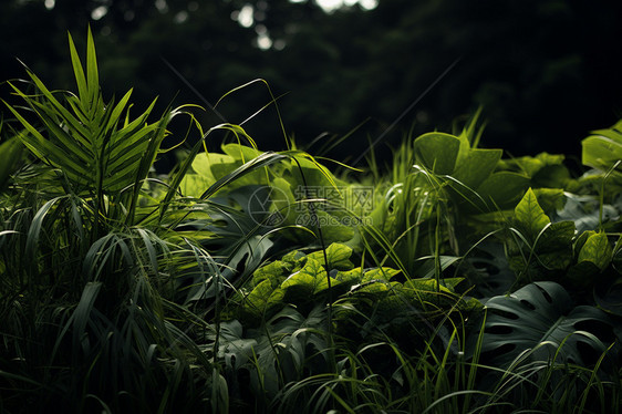 茂盛的热带丛林植物图片