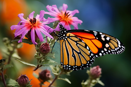 花瓣上美丽的蝴蝶高清图片