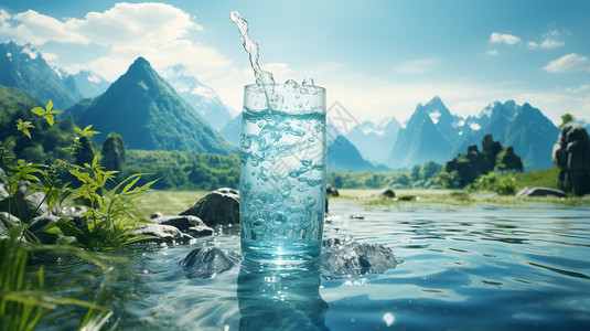 天然风景天然矿物质饮用水设计图片