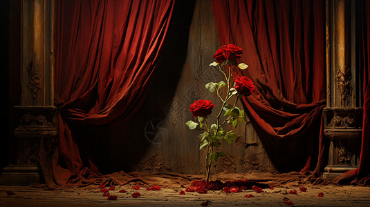 舞台上枯萎的玫瑰图片