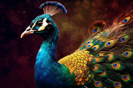 彩色羽毛的孔雀背景图片
