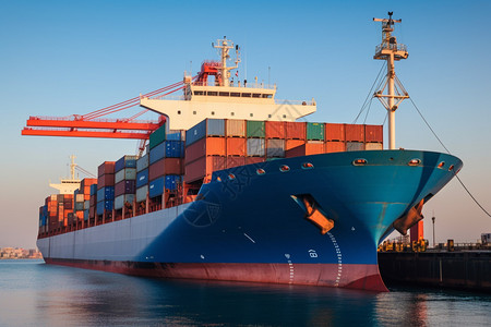 国际贸易运输码头的货船图片