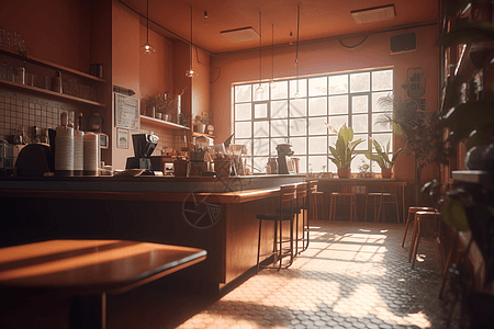 复古风格装修的咖啡店图片