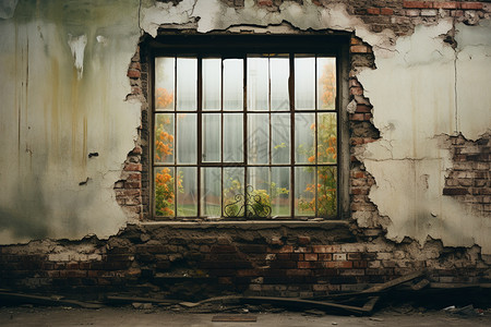 废墟感砖墙背景图片