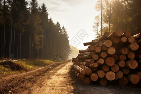 森林伐木木材木桩图片