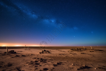 宇宙地平线夜晚沙漠美丽的星空背景