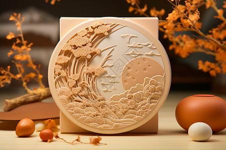 中秋节月饼包装盒设计背景图片