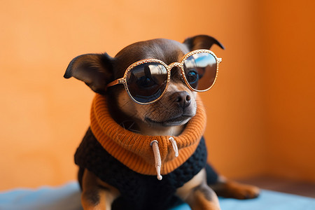 小狗戴眼镜图片