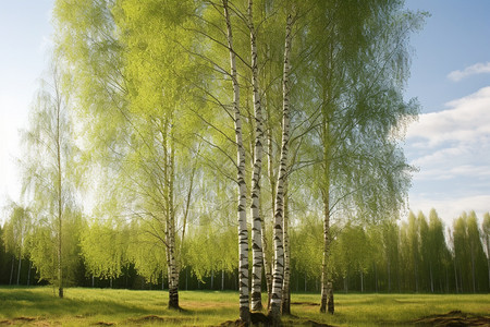 风景优美的桦树林背景图片