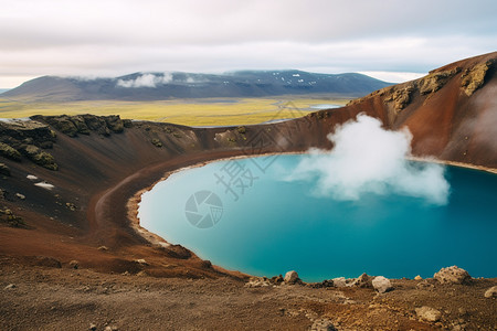 火山口的蒸汽背景图片