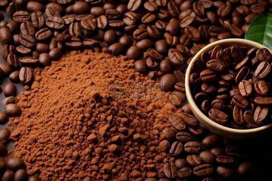 气味香醇的咖啡豆粉末图片