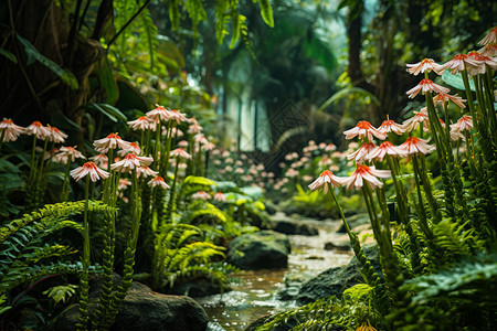 雨林中生长的野花图片