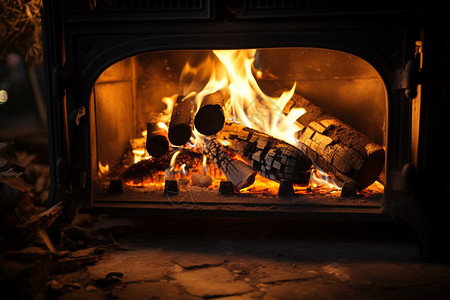 温暖的煤炉图片