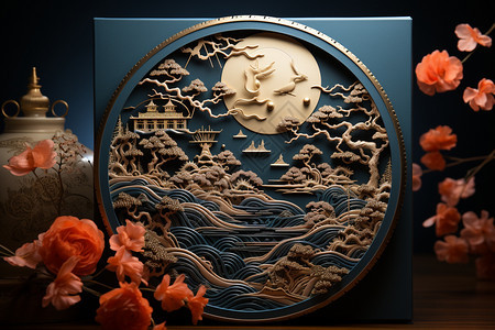 中秋节月饼包装设计背景图片