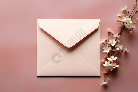 浪漫的粉红色信封背景图片