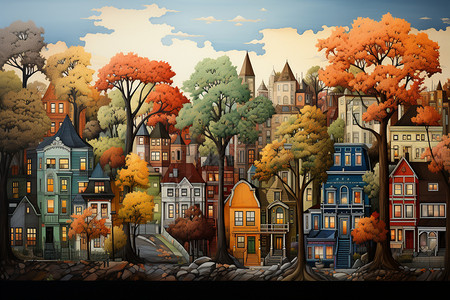 秋天的城市景观图片