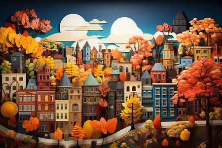 城市的秋季风景图片