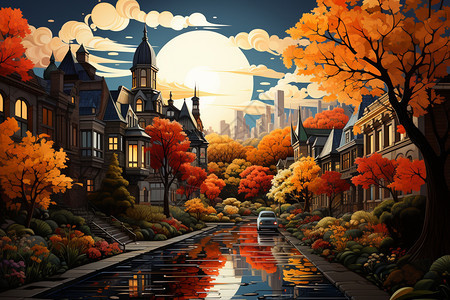 艺术和富有想象力的秋天插画图片