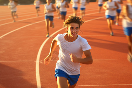 跑步的学生体测时的男生背景
