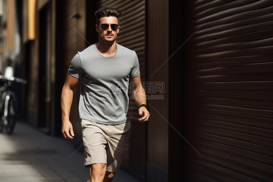 在户外慢跑的男人图片