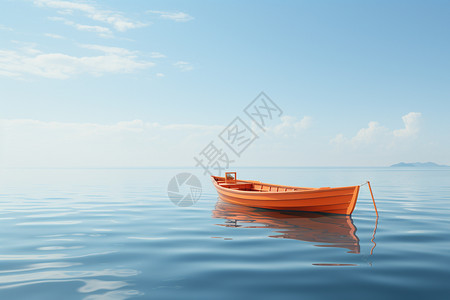 海面上的橙色船图片