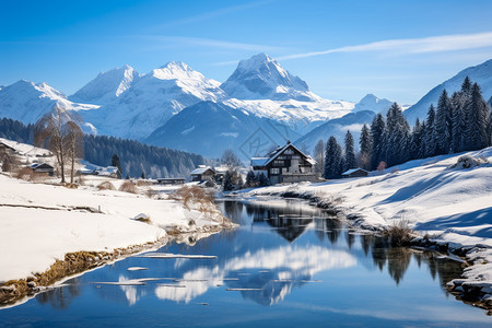 美丽的雪山湖泊景色图片