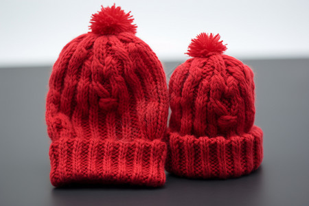 红色的保暖毛线帽图片