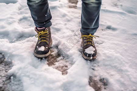 在雪地行走的人图片