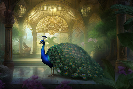 宫殿里的孔雀图片