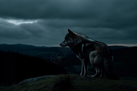 深夜下的野狼图片
