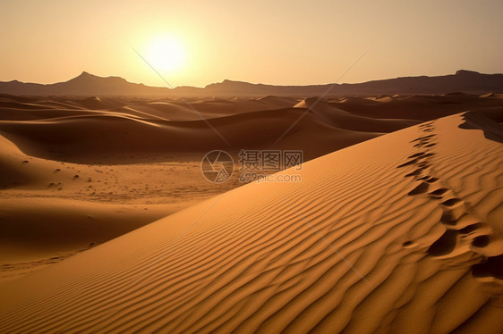日落的沙漠风景图片