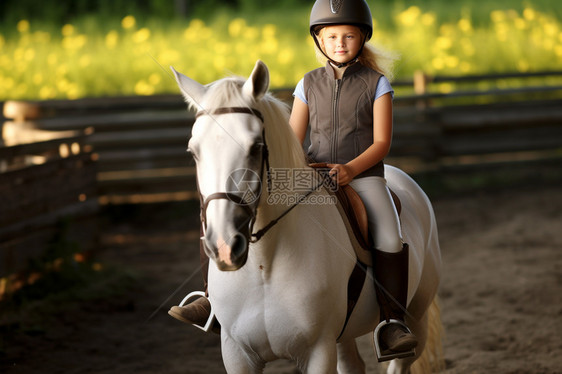 骑着白马的女孩图片