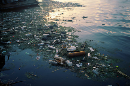 塑料垃圾污染河流灾难环境背景图片