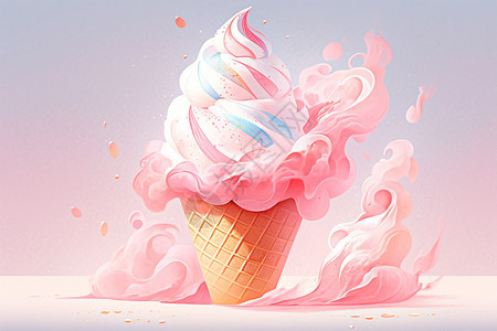 美味冰凉的冰淇淋甜筒图片