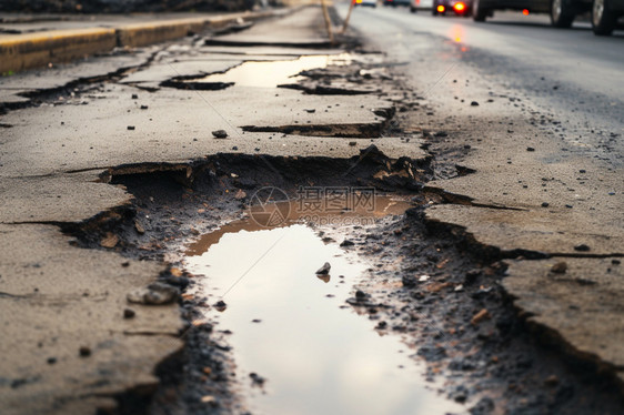 公路路面坑坑洼洼需要修复图片