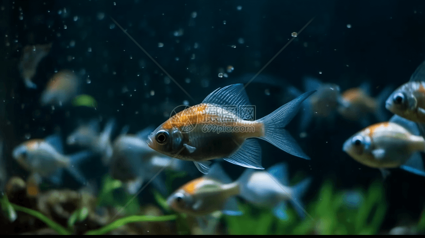 鱼在鱼缸中游泳图片